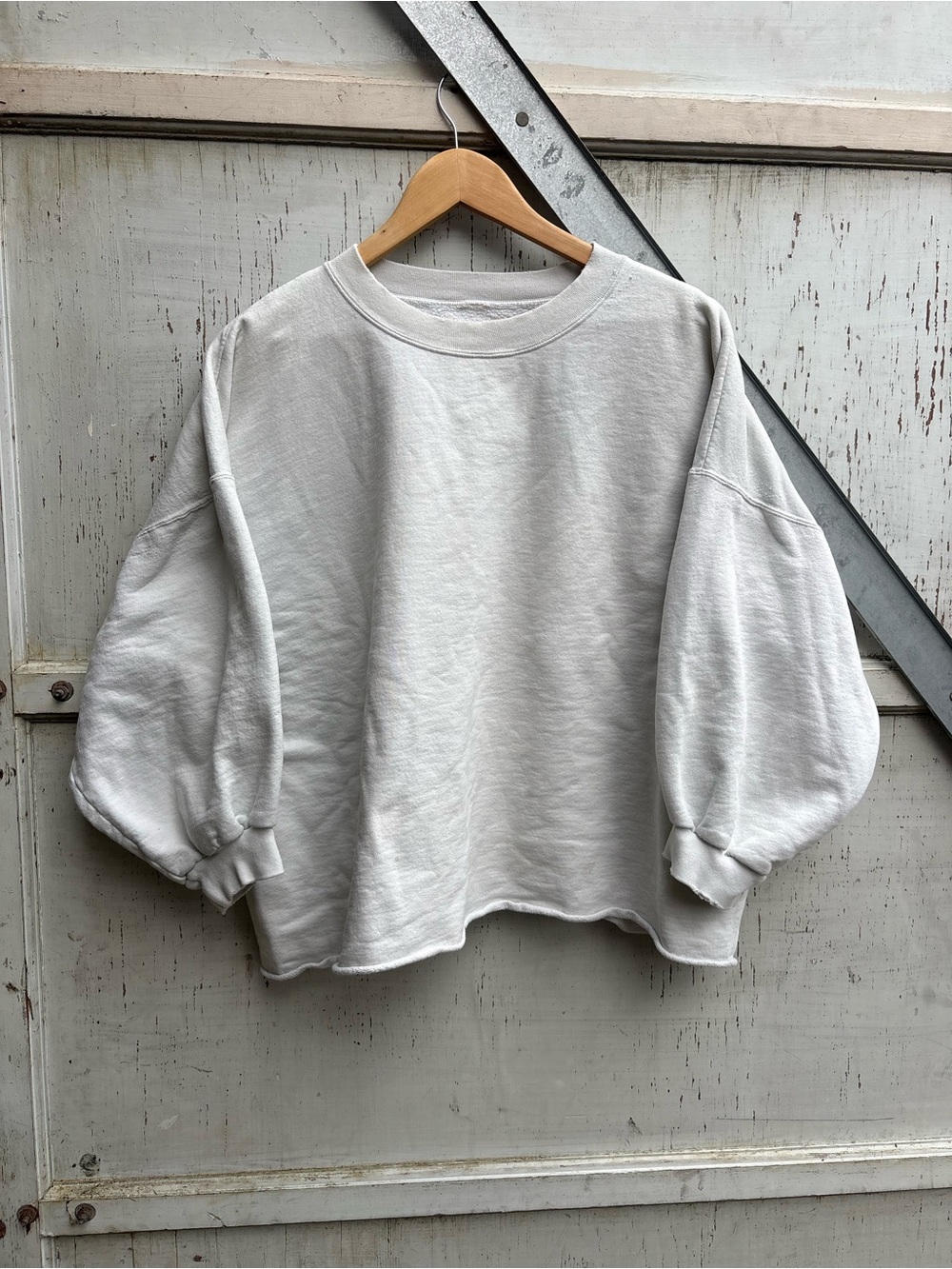 Rachel Comey Fond Cropped Raw Hem Distressed Baggy Sweatshirt M/L